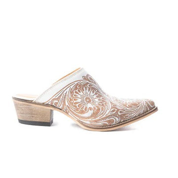 Desert BloomHand-Tooled Leather Mules