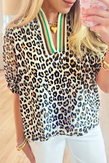 Leopard Colorblock Top